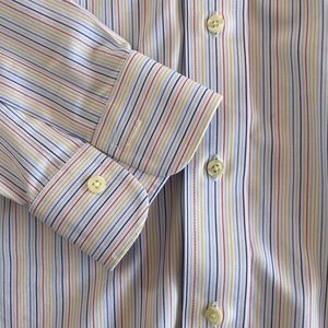 Brooks Brothers Men’s Button Up Super Slim Non-Iron size 16.5-34 Large pinstripe